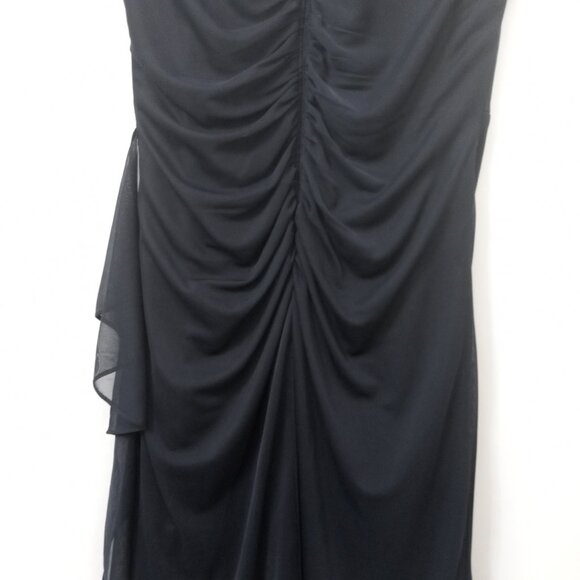 Vintage Stenay Size 8 Black Sleeveless Dress Sheer Neckline Embellished Shoulder - Picture 15 of 16